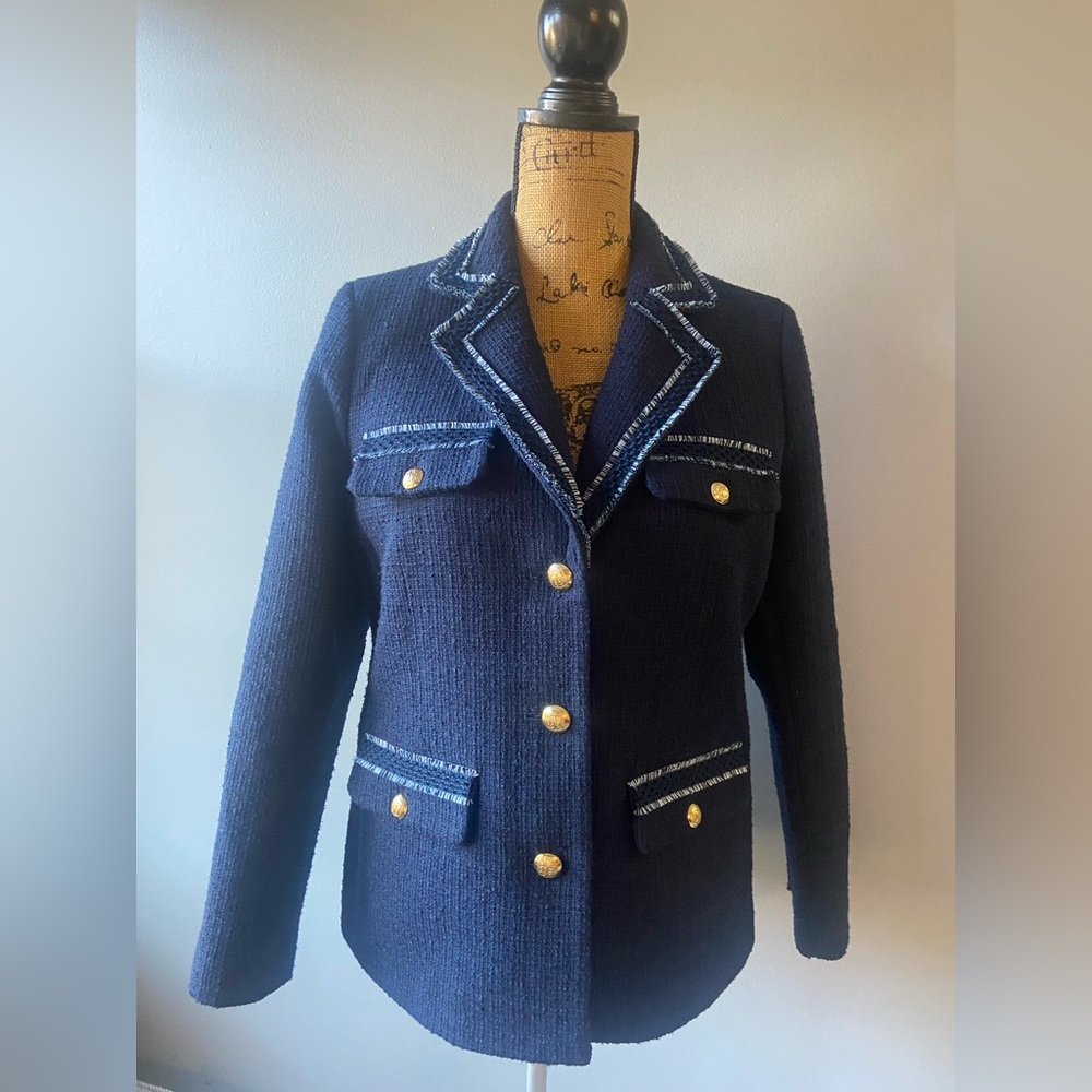 Talbot Sz 6 Navy Women’s Blazer with Gold Buttons - Picture 4 of 15